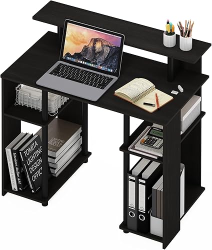 Miniatura 6 de Furinno JAYA - Escritorio de computadora de diseño simple nogal Columbia Nogal/Negro, Roble francés gris/negro., marrón/negro (Walnut/Black)