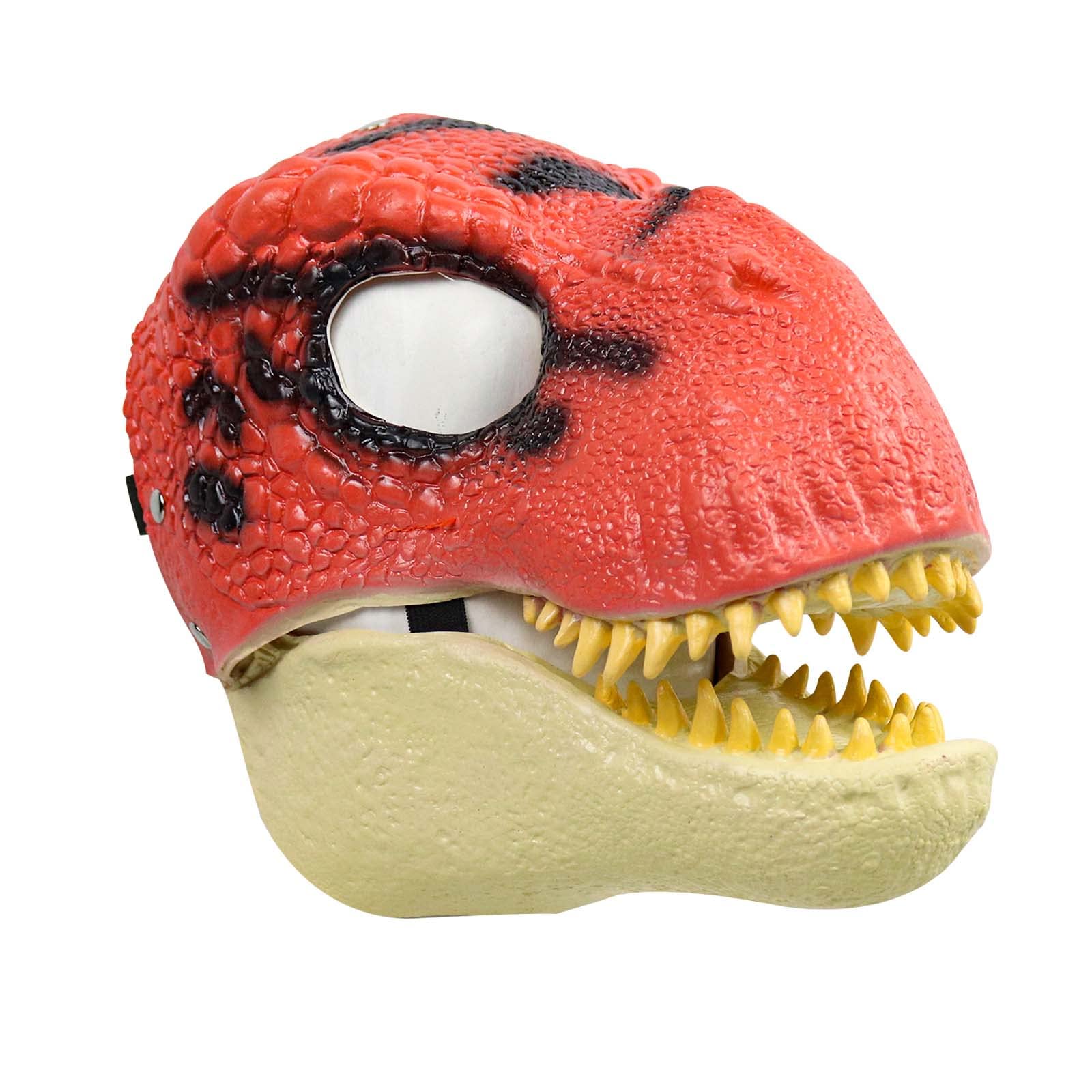 Dinosaur Mask Latex Realistic Animal Full Head Dino-Mask With Opening Moving Jaw For Halloween Costume Party Carnival Cosplay，Red