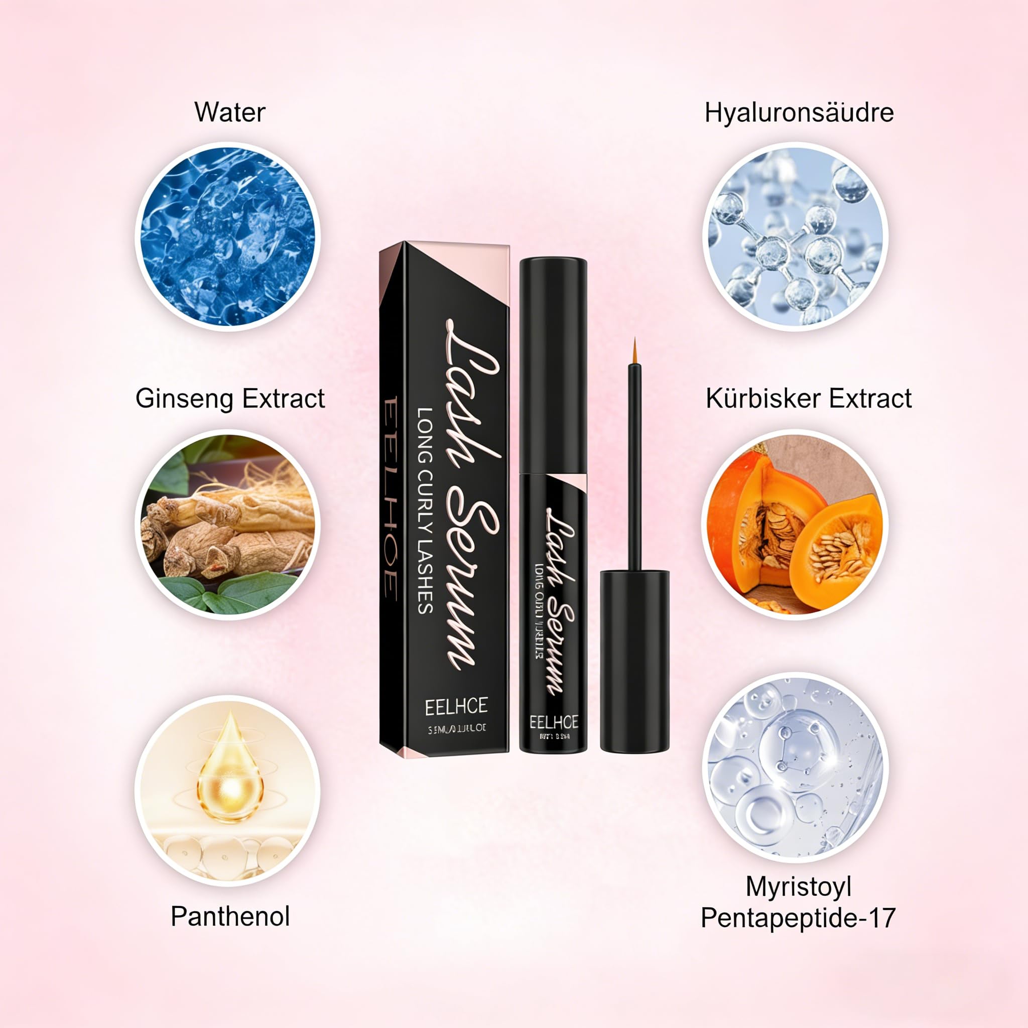 Lashcare Natürliches Wimpernserum ohne Hormone - Für schnelleres Wimpernwachstum, Intensiv längere & dichtere Wimpern - Pflegendes Lash Serum