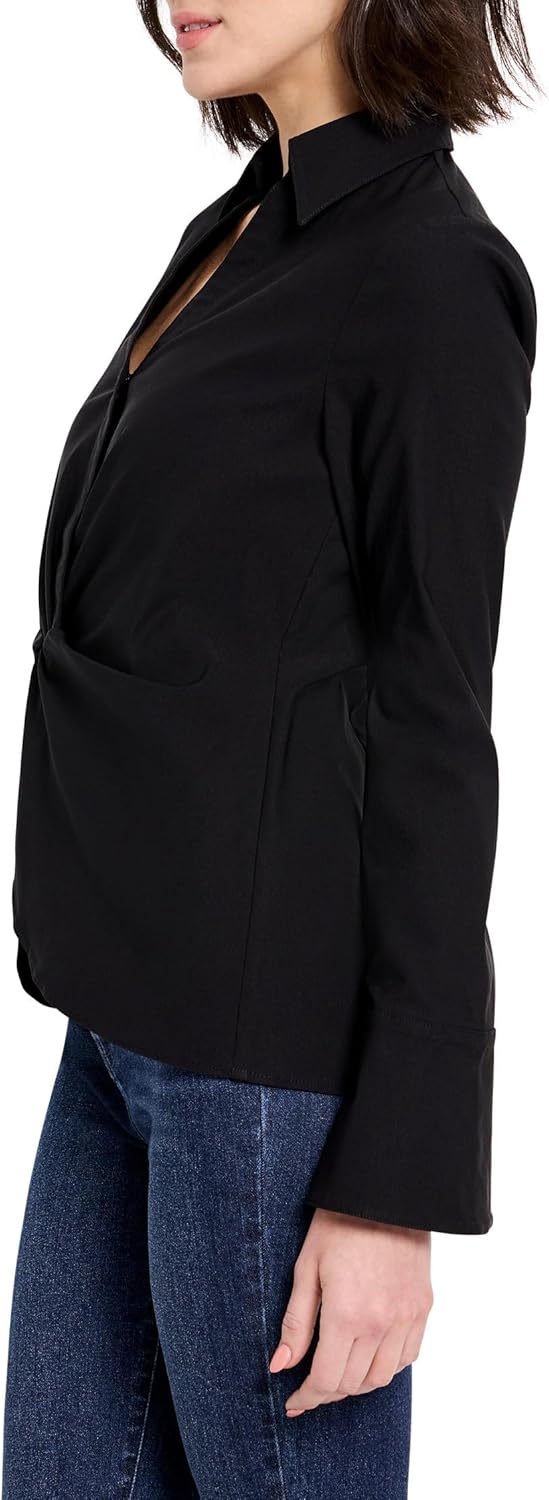 NIC+ZOE Womens Polished Wonderstretch Twist Front Shirt - Image 2