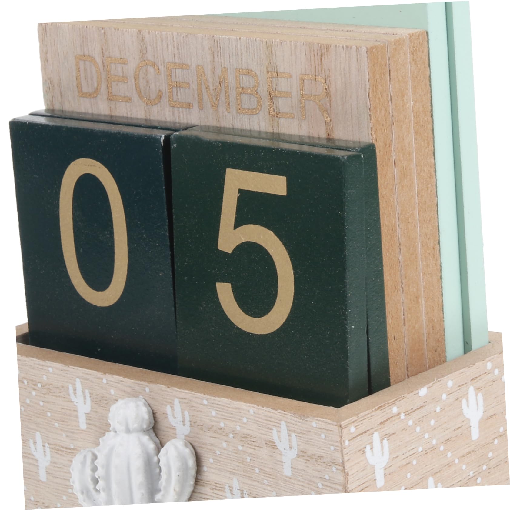 Calendario in Legno Blocchi Visualizzazione Data Mensile Calendario Perpetuo da Tavolo Riutilizzabile Display Mese Giorno Settimana