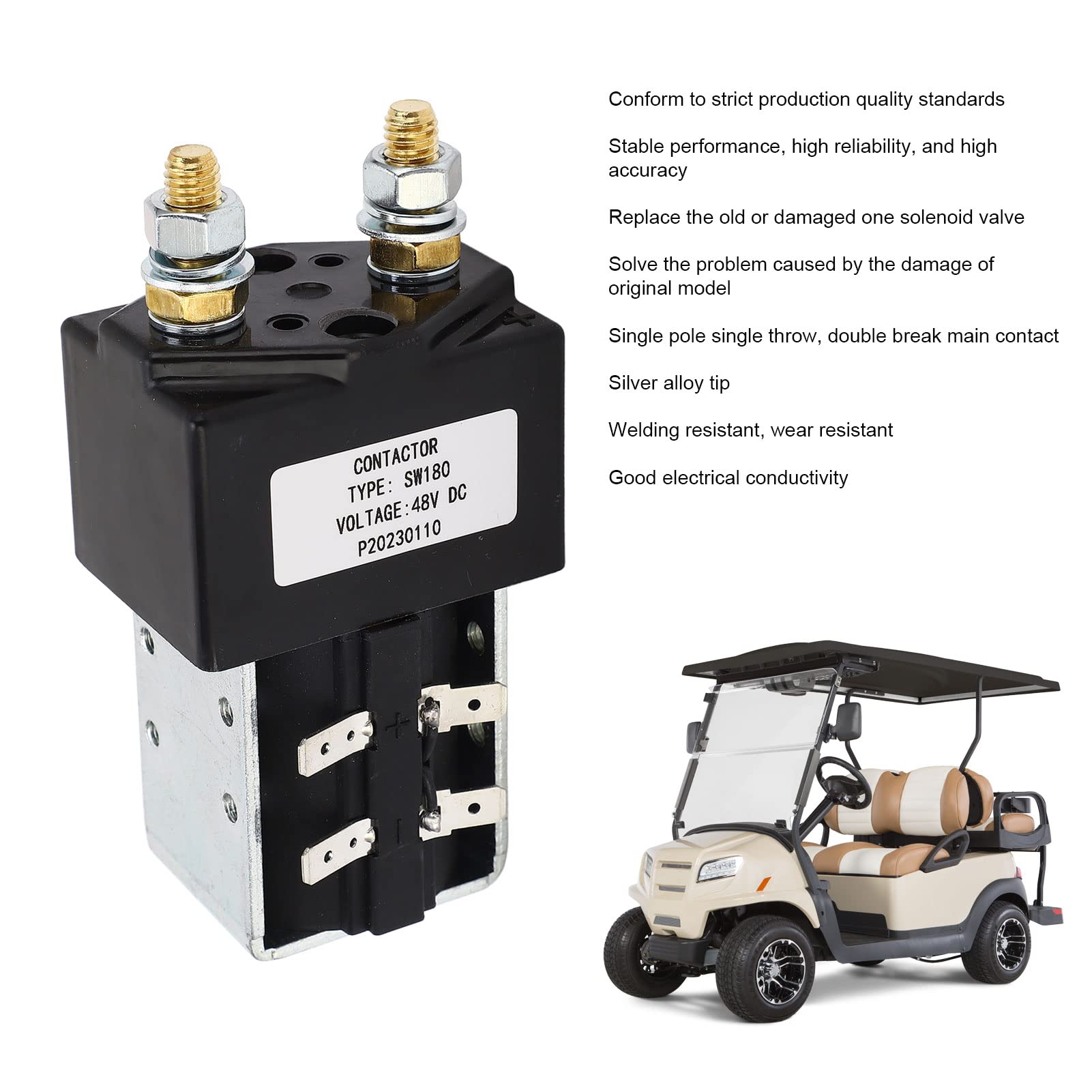 DC contactor solenoide 48V 200Amp, interruptor de contacto principal universal SW180 para carro de golf camión carretilla elevadora