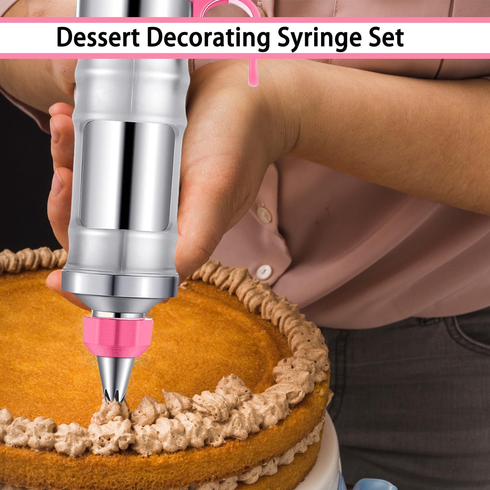 Ensemble de seringues de décoration de dessert, kit de glaçage en acier inoxydable pour décoration de gâteaux avec spatule, kit de décoration de cupcakes, poches à douille et embouts (noir)
