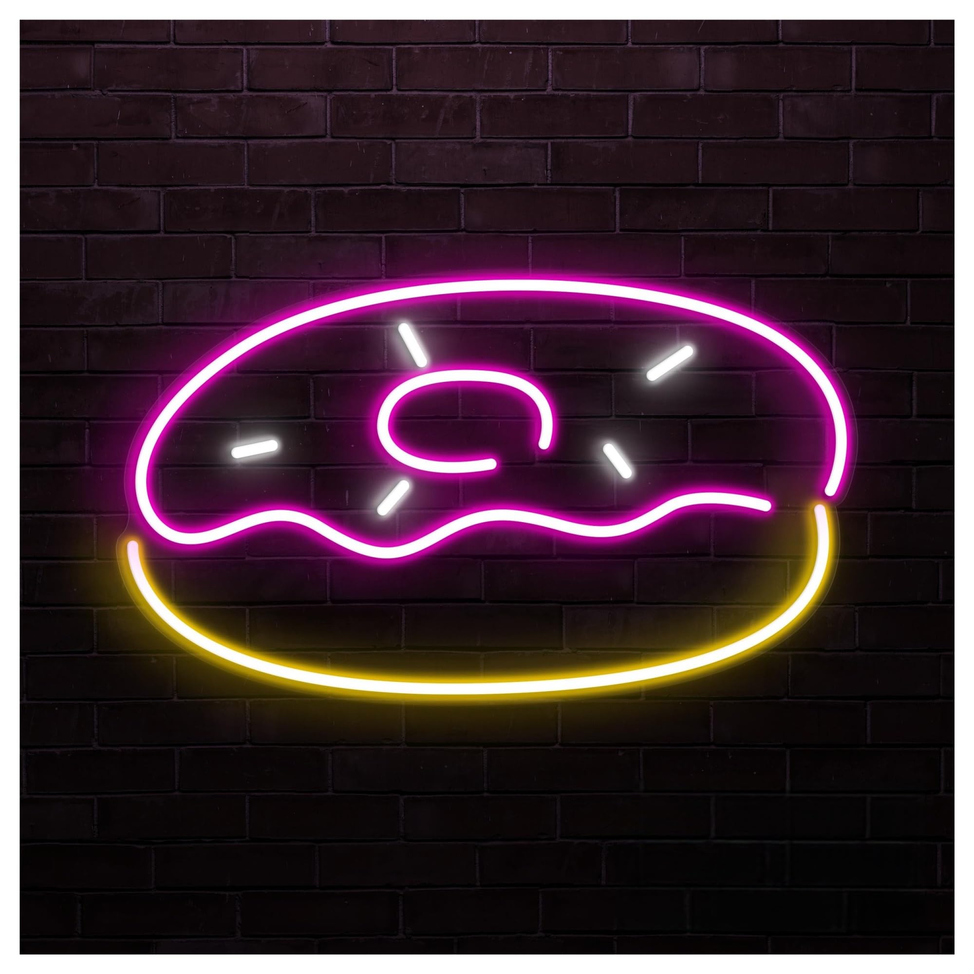Rongch One Color Hanging Art Signs Donut Neon Sign Handmade, Suitable For Cafe Decor With Brightness Adjustable 38Cm