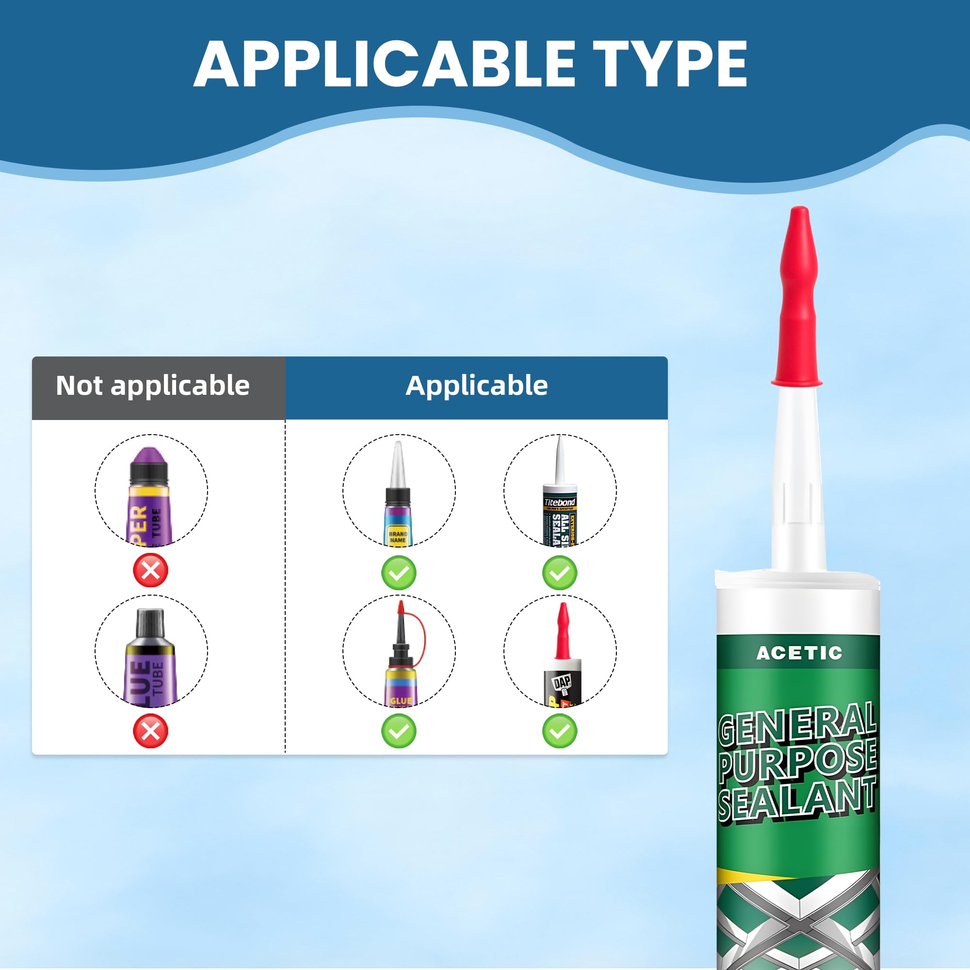 Caulk Tube Caps - Keep Sealant Fresh & Leak-Proof -5 Caulk Tube Caps - Keep Sealant Fresh & Leak-Proof -5