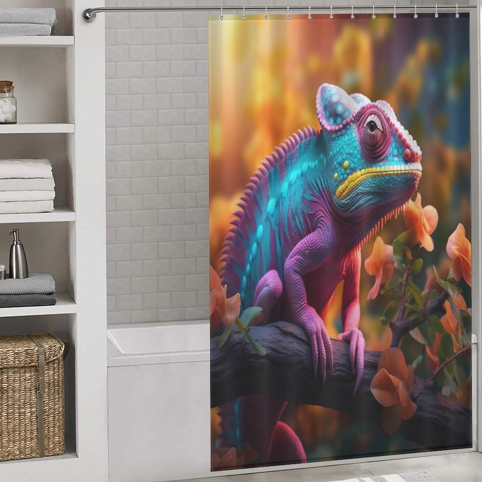 Rideau de douche caméléon anti-moisissure en polyester résistant 140x183cm