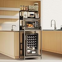 Vista 8 de Mini soporte para nevera de 4 niveles con almacenamiento, mini gabinete para refrigerador con almacenamiento, soporte para microondas, estante