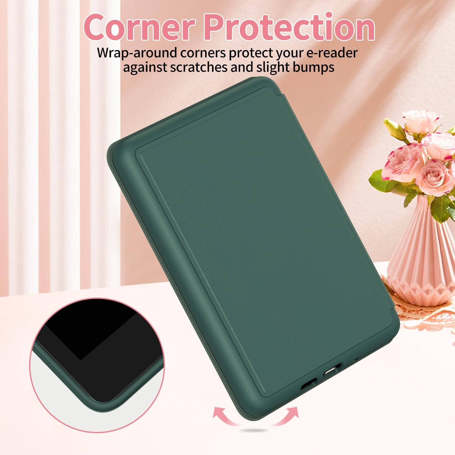 Protective Case with Magnetic TPU Back and Auto Wake/Sleep -Dark Green image 3