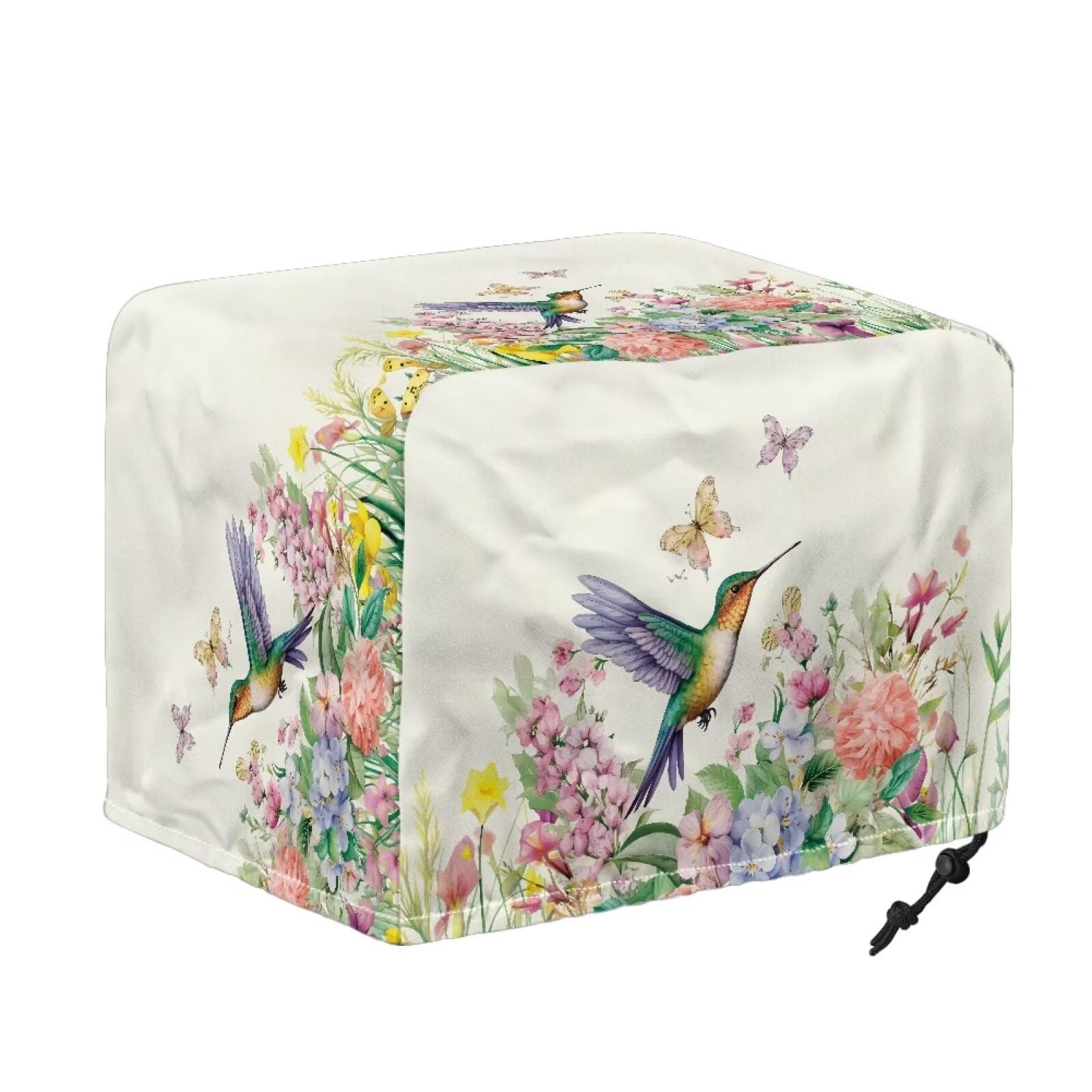 Babrukda Hummingbird Floral Toaster Cover 4 Slice Wide Slot Butterfly Daisy Bread Maker Cover with Drawstring Design Waterproof Kitchen Small Appliance Protector for Microwave Oven Kitchen Decoration