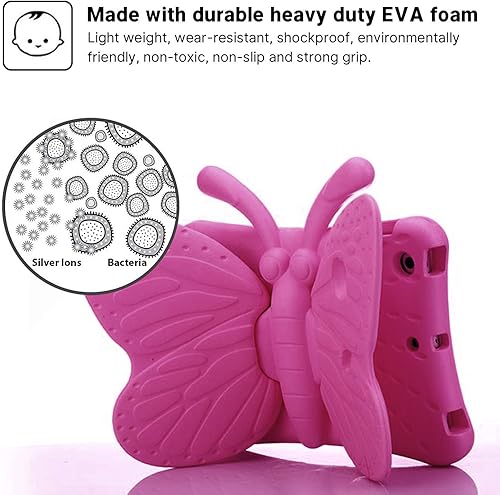 Miniatura 6 de Simicoo Funda para iPad 7 8 10.2 niños iPad 9 10.2 3D linda funda de mariposa para niños, peso ligero, soporte EVA, a prueba de golpes, resistente,