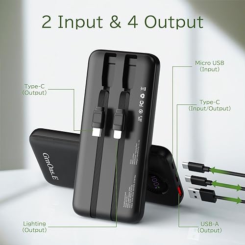 Miniatura 2 de Banco de energía, 10000 mAh, 22.5 W, cargador portátil máximo integrado, 4 salidas, 2 entradas externas, cargador de viaje de carga rápida de 5 V3 A