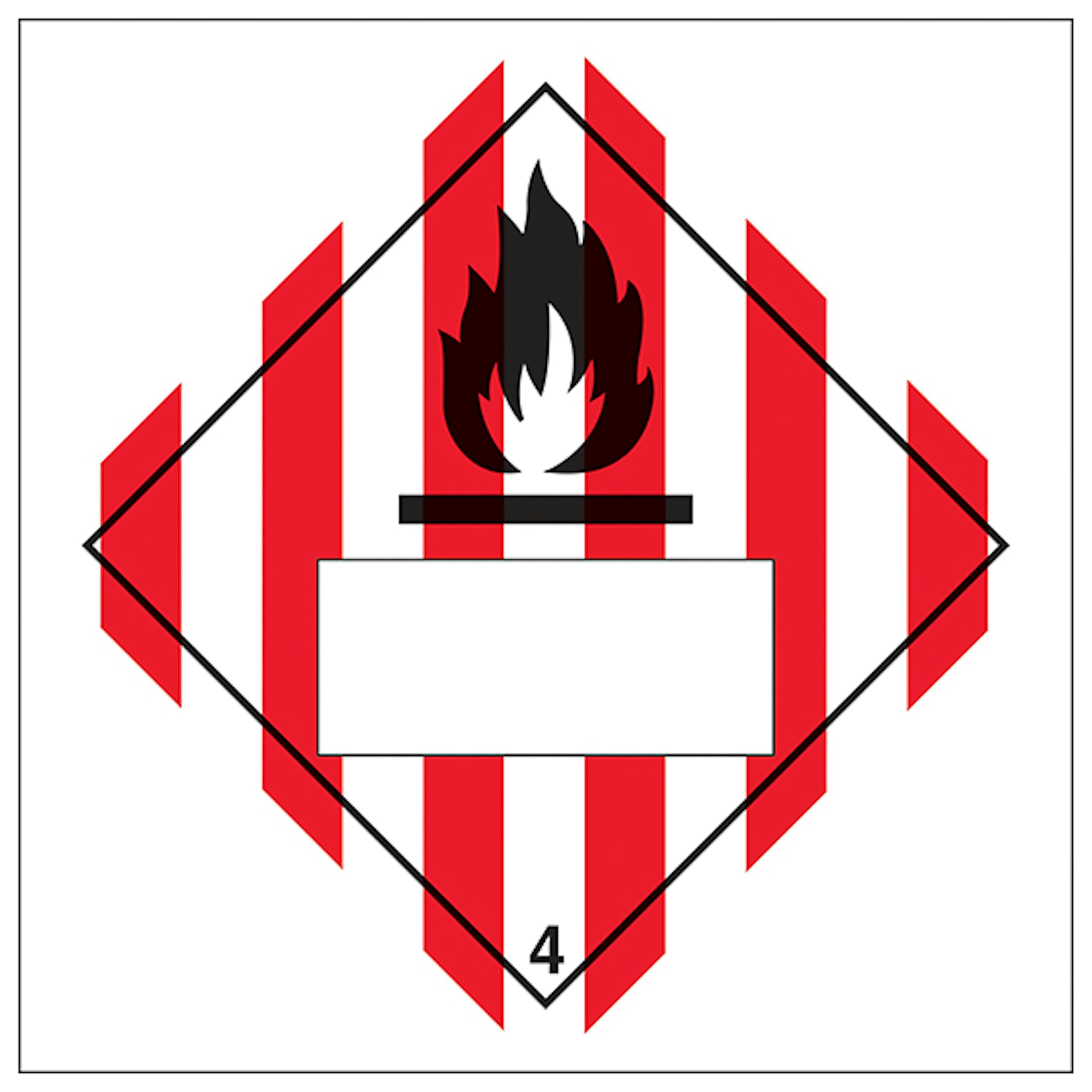 V Safety Flammable Solid 4 UN Substance Numbering Hazard Label 100 x 100 mm - Glow In The Dark 1mm Rigid Plastic Safety Sign