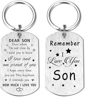 Resdink Son Keychain Gifts - to My Dear Son, I Love You Son Birthday Key chain, Best Graduation Gifts for Our Son Proud of Son Teen Boy, Christmas Valentine Present for Adult Son Father's Day Stuff
