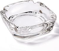 ZKKD Square Transparent Glass Ashtray - Sturdy Heavy Duty, Smooth Surface, Elegant for Home Bar Outdoor