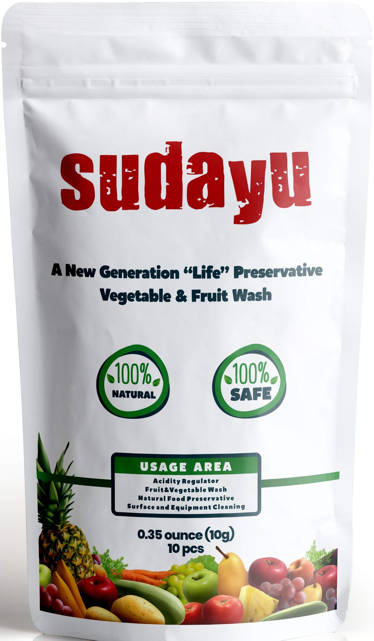 Sudayu Fruit & Vegetable Wash 0.035 Ounce (1pcs) sudayu = 33,8 Fl Oz Solution (Pack of 10)