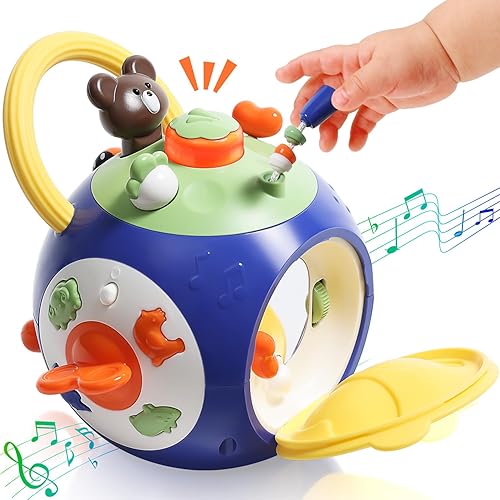 Juguetes para niños de 1 año de edad, cubo de actividad, aprendizaje musical educativo ocupado, cubo de juguete para bebés de 3, 6, 9, 12 meses,