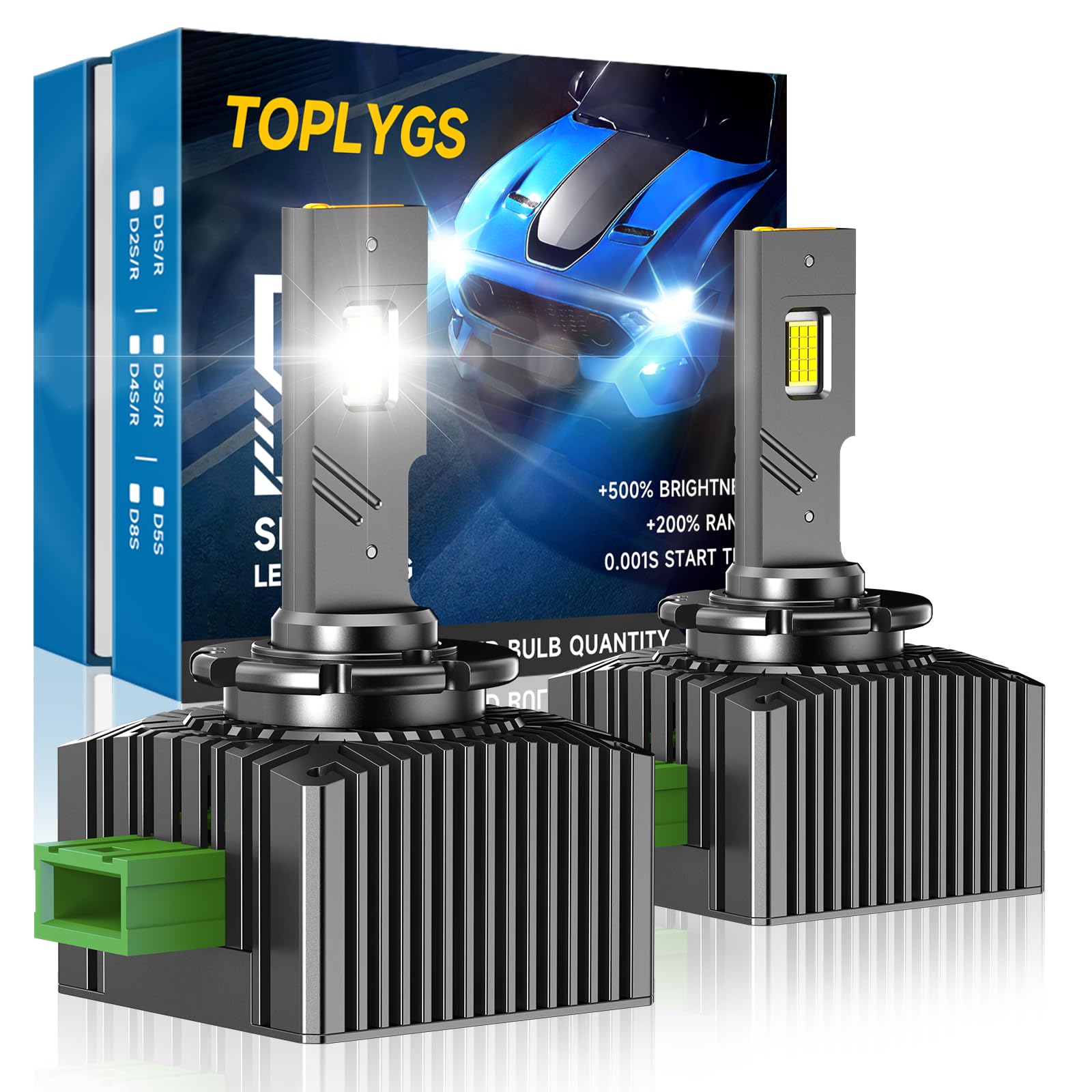 TOPLYGS D3S D3R Bulb, 24000LM 500% Brighter Fog Light Bulbs, 6000K Cool White for 66340 42403 42302 Xenon HID Light Bulbs Replacement, Plug and Play, Pack of 2