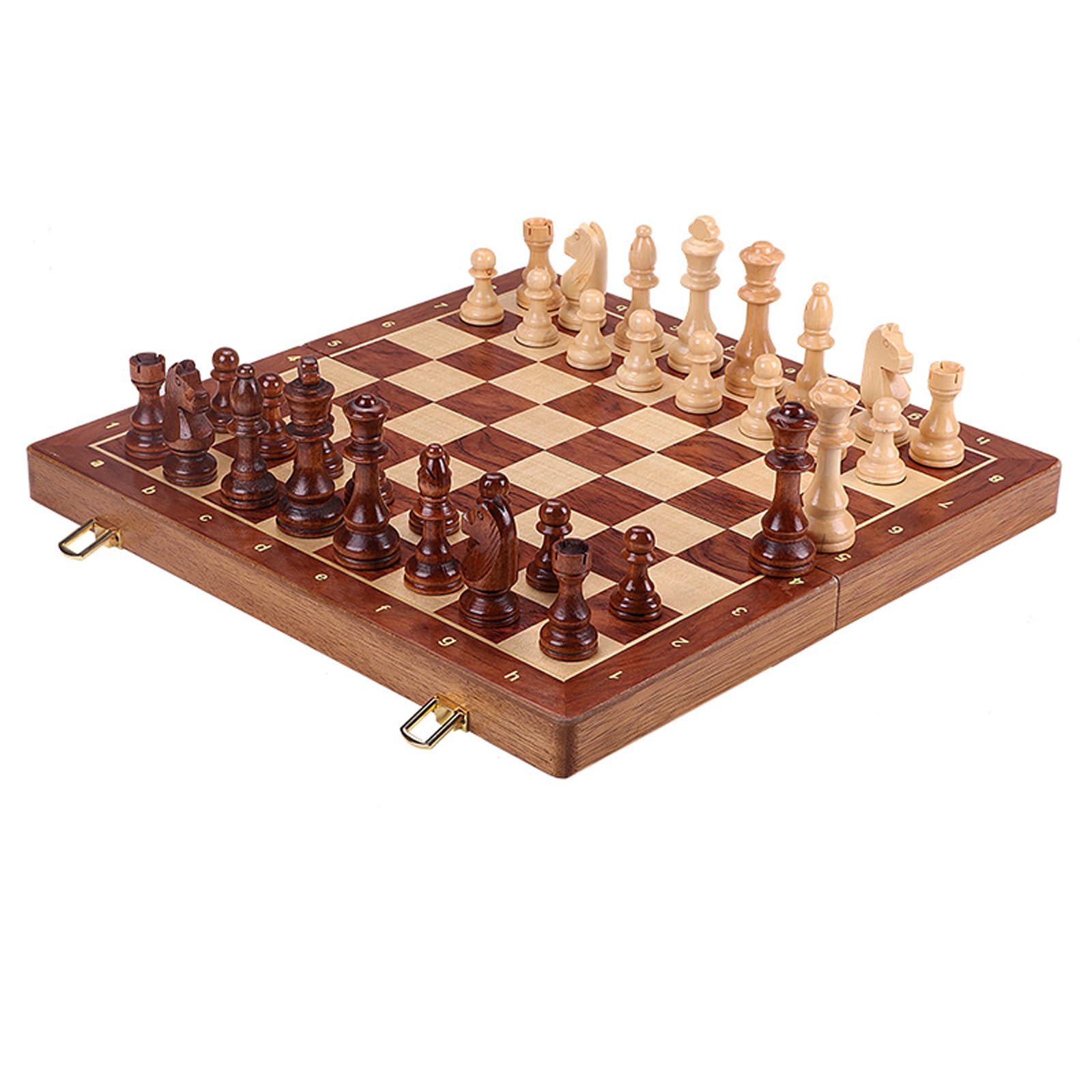 Scacchiera in Legno,15.3" Scacchiera Portatile con Slot di stoccaggio degli Scacchi,Facile da trasportare, Scacchiera Pieghevole per i Principianti e Adulti(Size:15.3 * 15.3 * 0.9in)