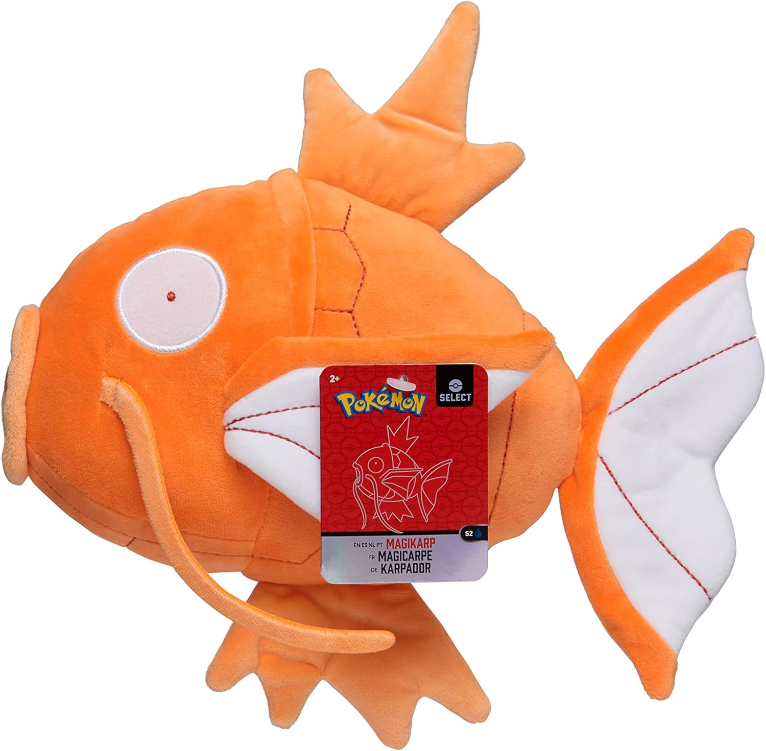 Pokémon Pokemon BO37982 Karpador Plush Monochrome (20 cm), Realistic, Super Soft, Lifelike Designed Plush Toy for Cuddling and Loving
