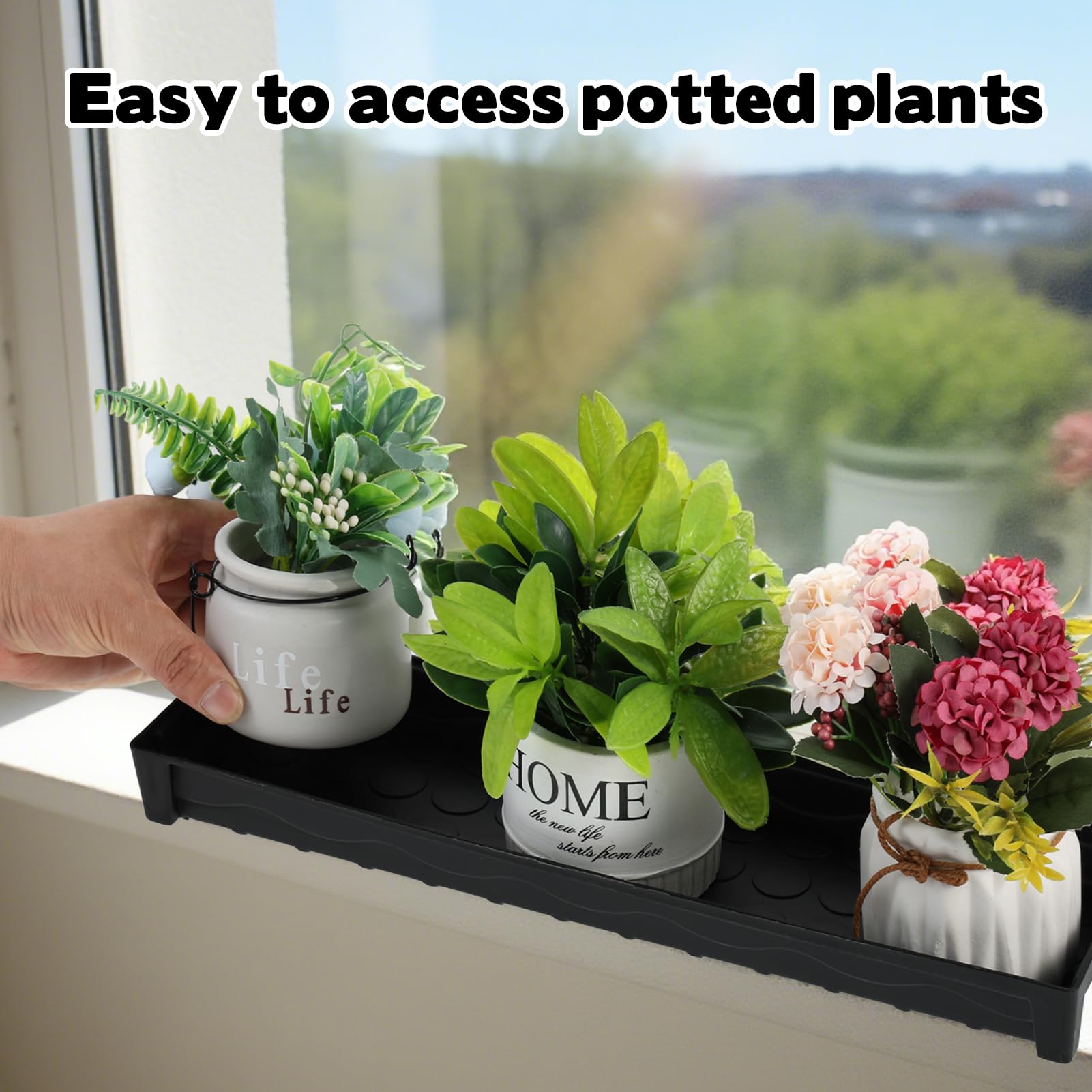 Snapklik.com : 6 PCS Plastic Plant Tray Saucer, Rectangular Window Sill
