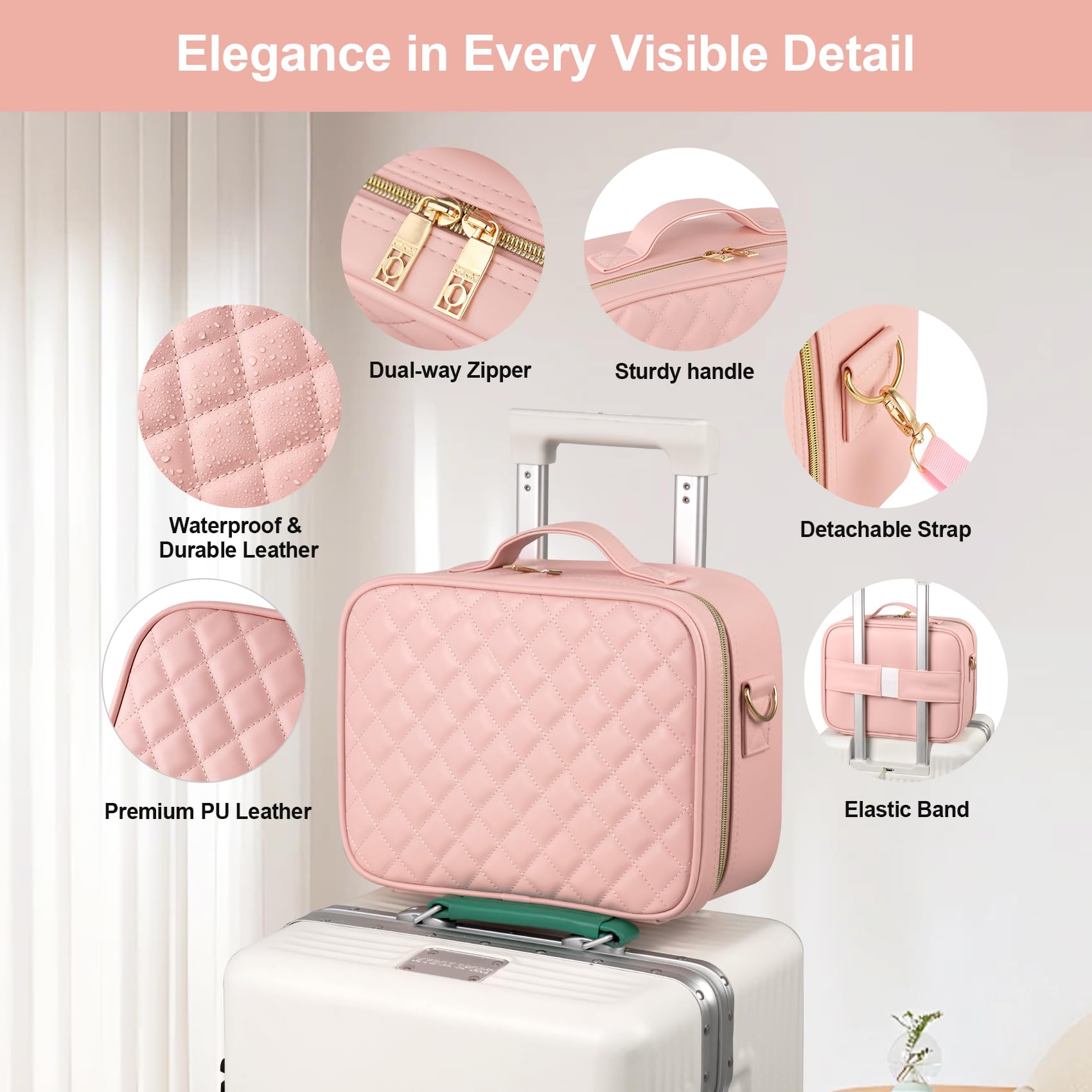 BEAUTY CASE Beauty case da donna, Rosa, 12 Inch, Borsa per trucchi