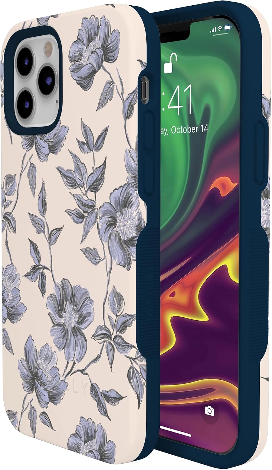 Casely iPhone 12 Pro Max Case | Ink & Iris | Vintage Floral | Bold Protective Design | Compatible with MagSafe