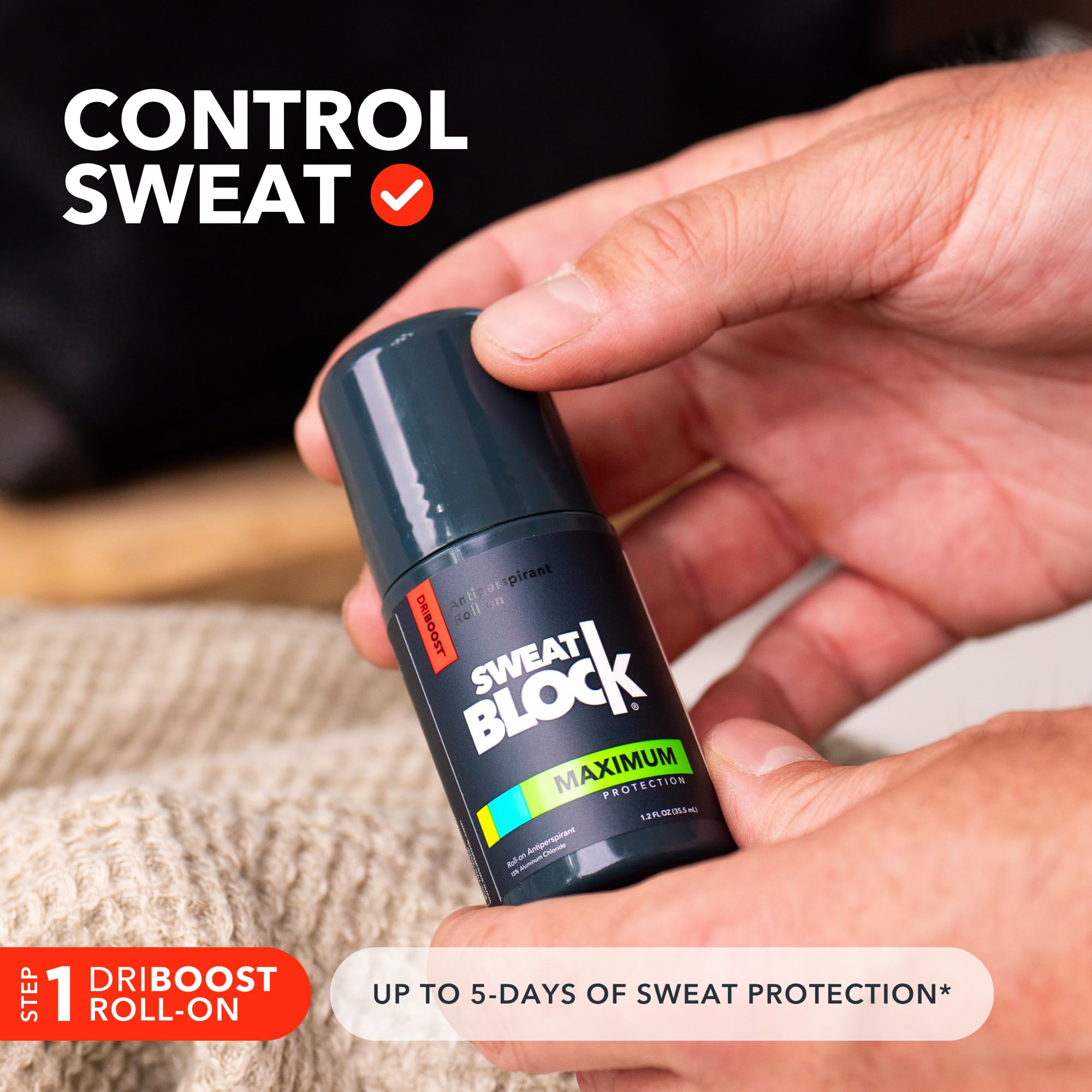 SweatBlock Antiperspirant Deodorant Max Clinical System for Men & Women - Treat Hyperhidrosis, Excessive Sweating & Underarm Odor - DRIBOOST [PM] Maximum Strength Roll-on + [AM] Clinical Deodorant