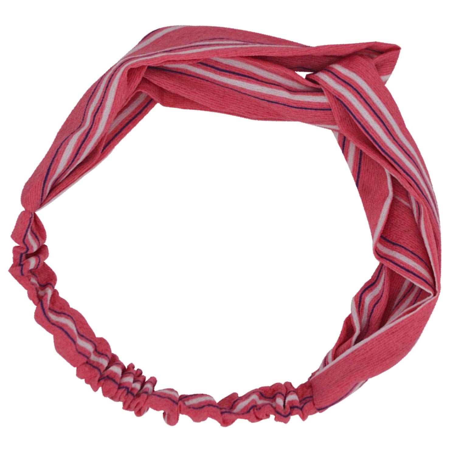 Xfantong Women's Headbands, Vintage Elastic Stripe Printed Head Wrap Stretchy Moisture Hairband Twisted Cute Hair Accessories (pink)