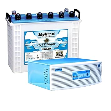 Hykon Inverter & Battery Combo (Power Sine 1400 Pure Sine Wave 1400VA/12V Inverter, Tall Tubular 150Ah Battery) for Home, Office and Shops