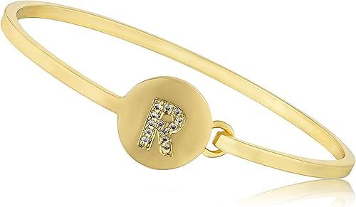 Brazalete chapado en oro de 14 quilates con letra inicial del alfabeto A - Z 6-9 años