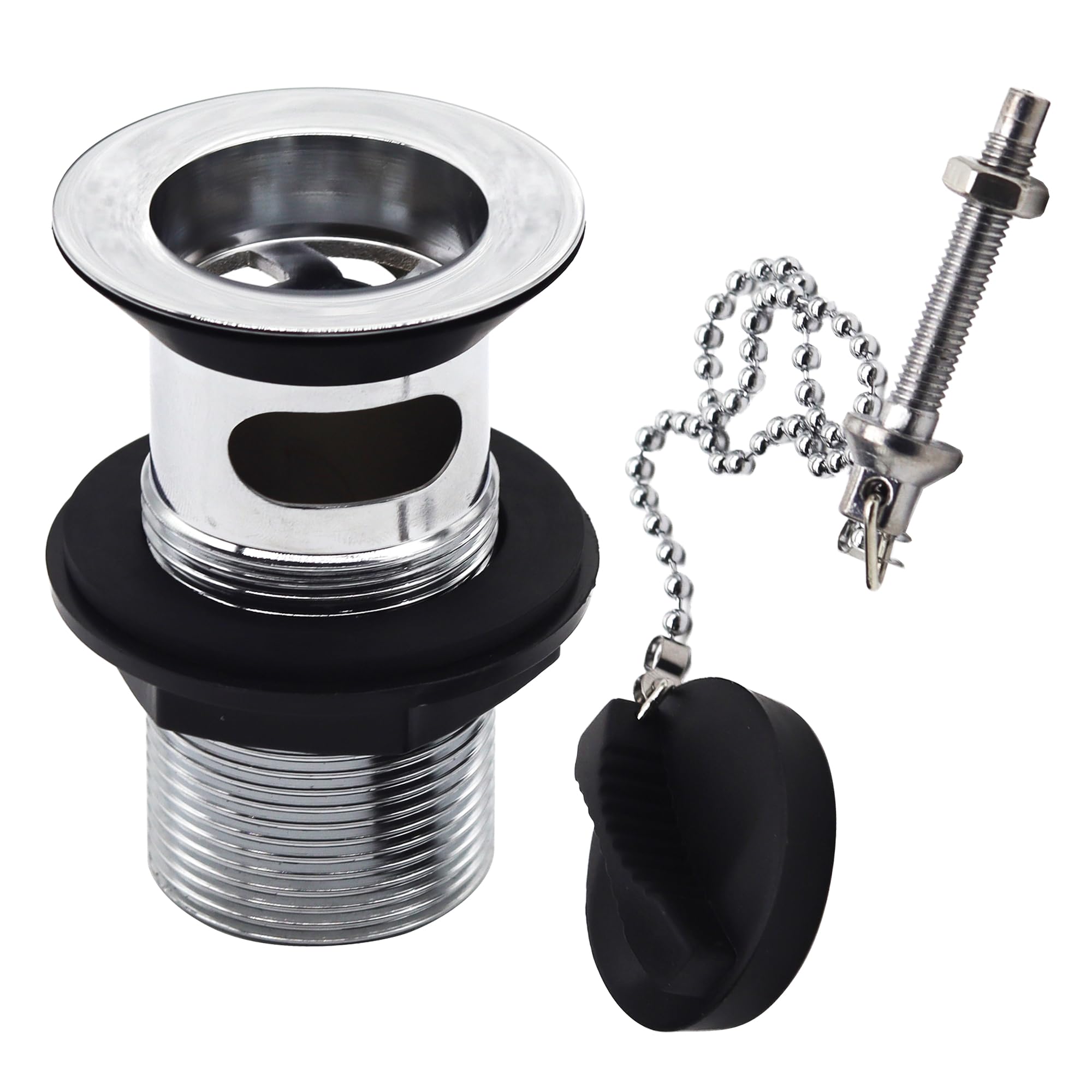 Deva Dw300 Slotted Basin Waste Complete With Brass Plug Chain And Stay, 1-1/4" 5011632059118