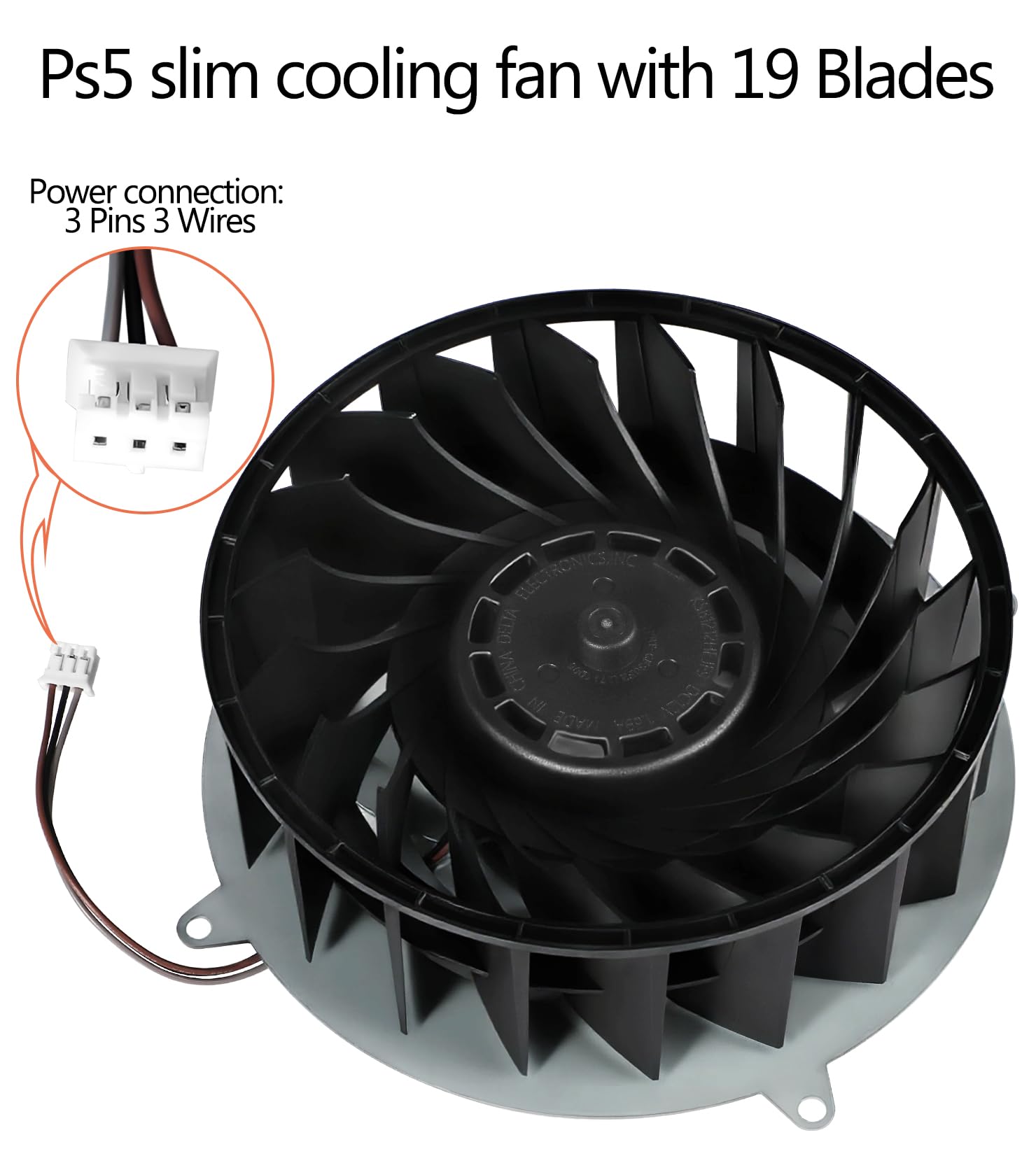 Ventilador de refrigeración interno de repuesto para consola PS5 Slim, 19 cuchillas, incluye destornillador T8