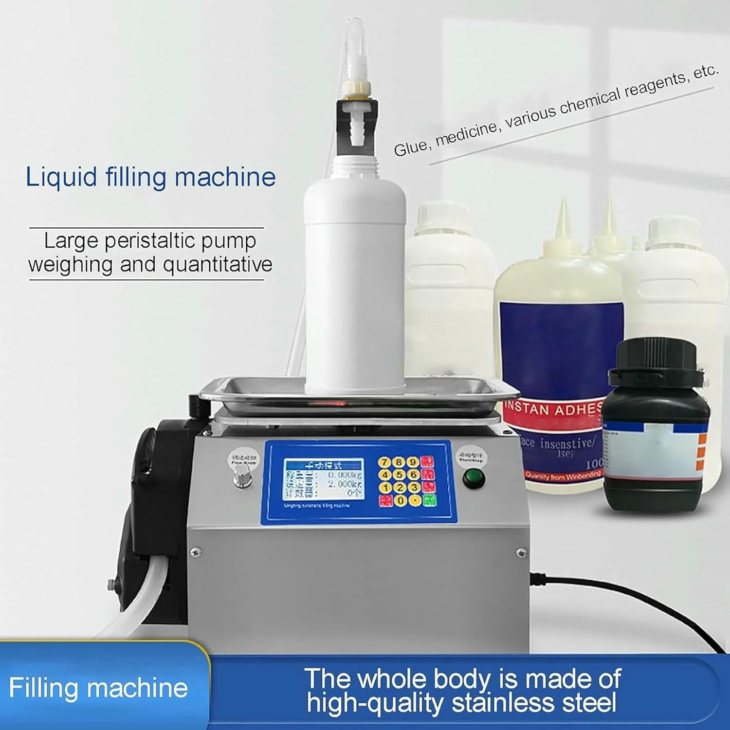 10g-8kg Liquid Filling Machine, 13L/MIN, for Cosmetic Water, Wine, Makeup Remover, Peristaltic Pump, Digital Bottle Filler, Automatic Bottling Equipment~/