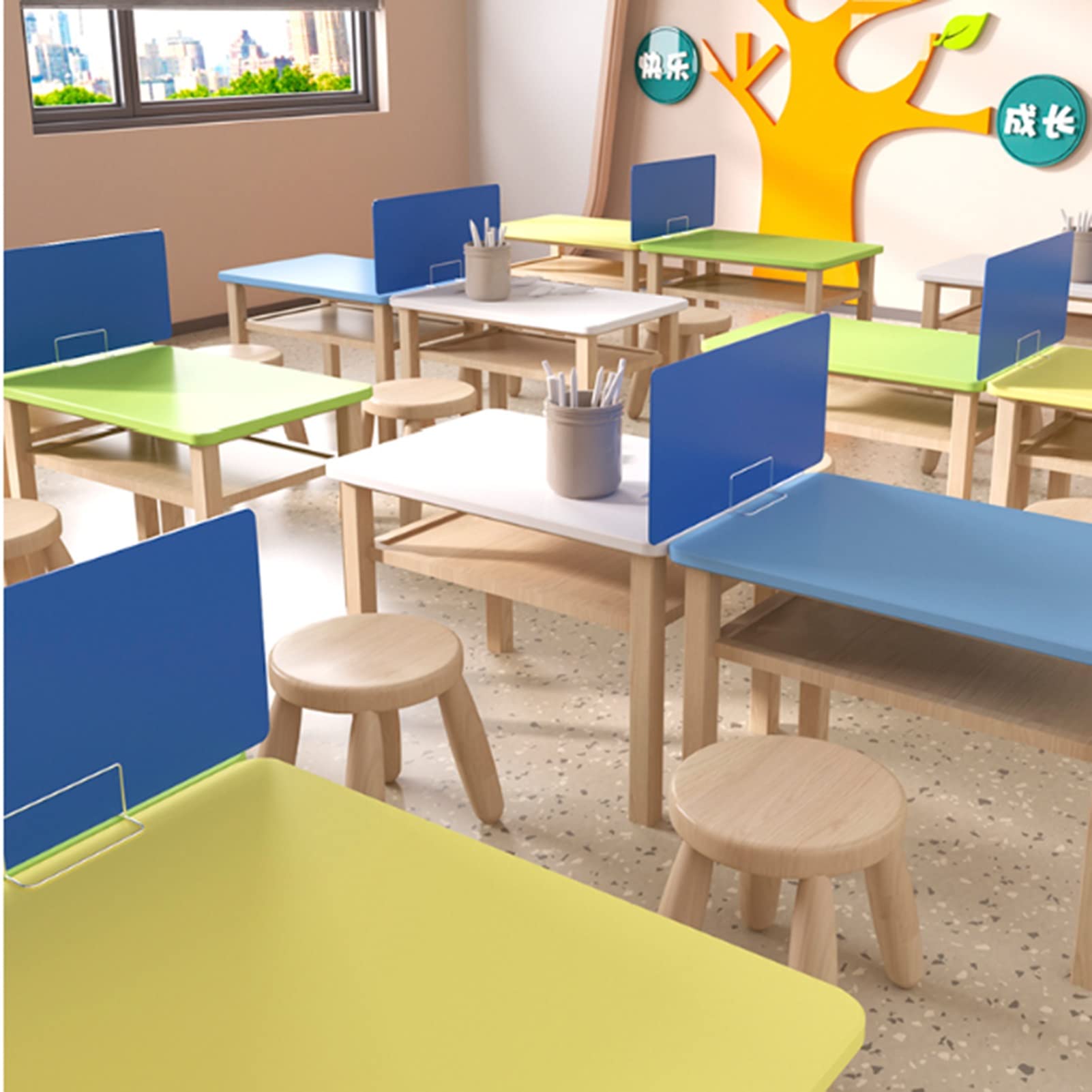 Paquete de 3 separadores de Escritorio Azules para Aula, Ligeros, para privacidad, para Estudiantes, Estudio y exámenes. Tamaño: 30 x 90 cm. Ideal para Uso Escolar.