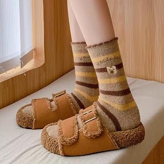 1pair Winter Capybara Plush Socks Soft Thermal Warm Mid Calf Socks Winter Thickened Sleeping stocking for Women Home,27cm