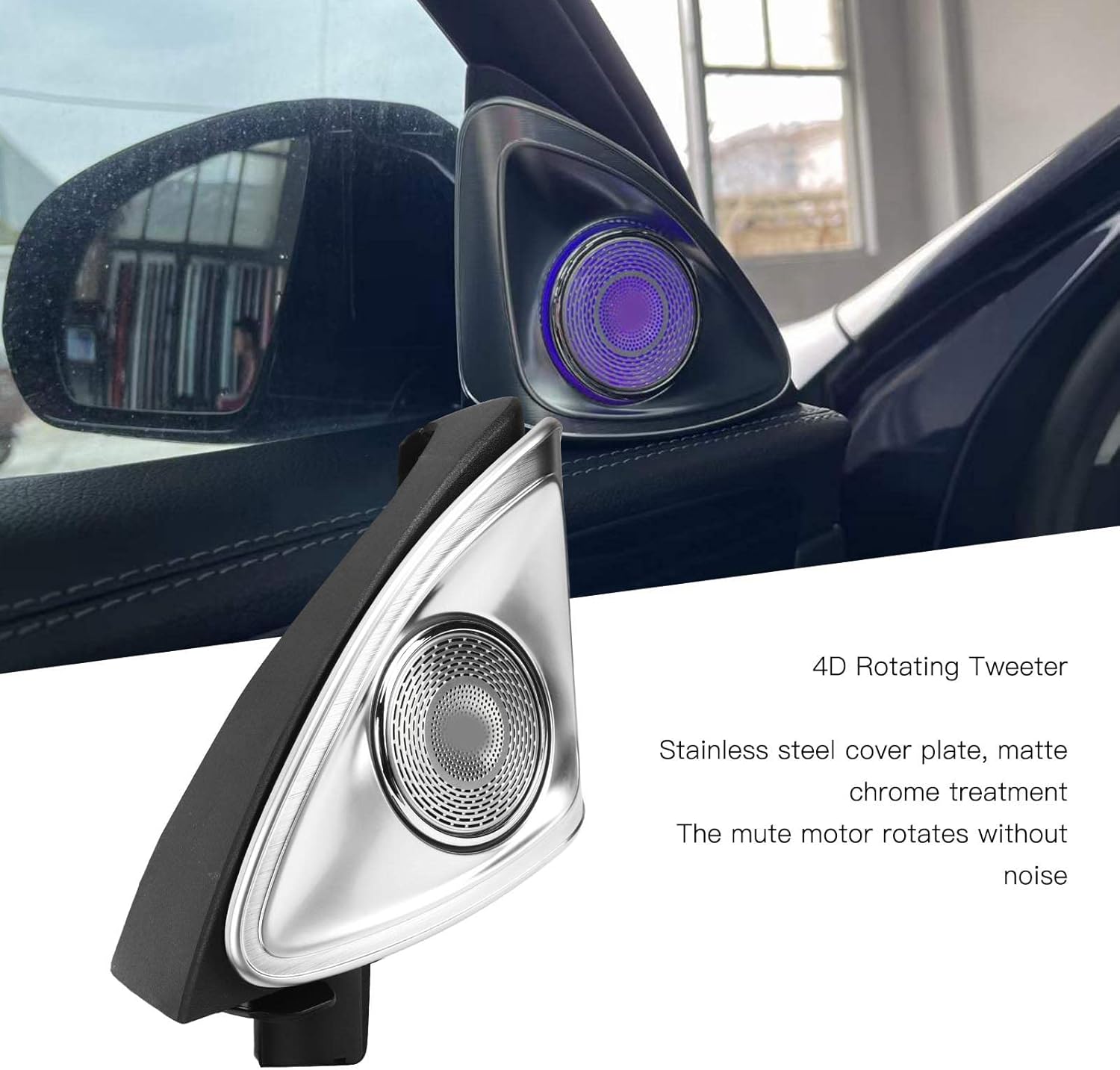 Rotating Tweeter Audio Speaker LED Ambient Lighting Kit Compatible with S Class W222 Facelift 2018‑2020 Vent Replacement 64 Color 4D