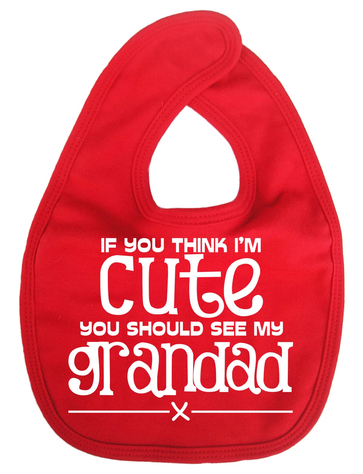 Image is Everything IiE, If you think I'm Cute you should see my Grandad, Grandson Granddaughter Baby Unisex Soft Cotton Feeding Bib, Red
