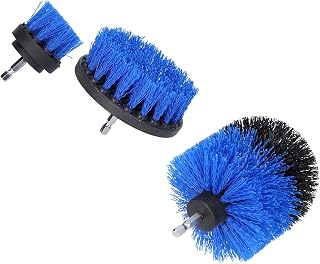 Drill Brush Performance Scrubber Kit | 3Pcs Attachments for Tile/Grout/Bathtub | Non - Scratch Nylon Fibers Maintain Floor & Carpet | Stainless Steel & ABS, Extension Pole