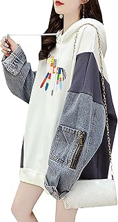 [MMTYRM] パーカー レディース ゆったり フード付き スウェット オーバーサイズ トップス ビッグシルエット パーカー バイカラー 長袖 トップス 秋 冬 英字ロゴ フェイクレイヤード ロング アカデミック