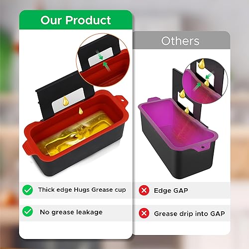 Miniatura 6 de Paquete de 2 forros de silicona reutilizables para tazas de grasa para parrillas Blackstone de 36, 28, 22, 17 pulgadas, repuesto para revestimientos