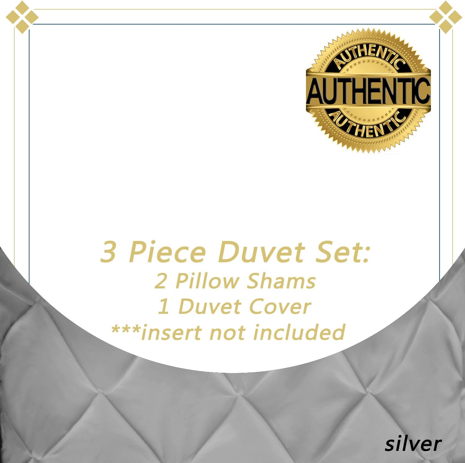 Sweet Home Collection 3 Piece Luxury Pinch Pleat Pintuck Fashion Duvet Set,Silver,Queen