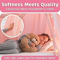 Vista 5 de Toldo de Cama Bollepo con Luces - Toldo Rosa de Princesa para Habitación de Niñas Individual, Doble, Matrimonial, Queen Cama Infantil, Toldo