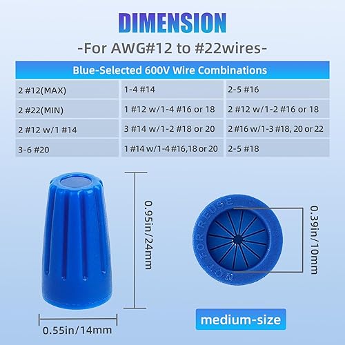 Miniatura 2 de 50 conectores eléctricos de alambre impermeables, sello al aire libre, tapas de tuercas de torsión eléctricas, conector de terminal de cable para