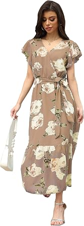 VintageClothing Womens Sundress Casual Floral Summer Boho Dress