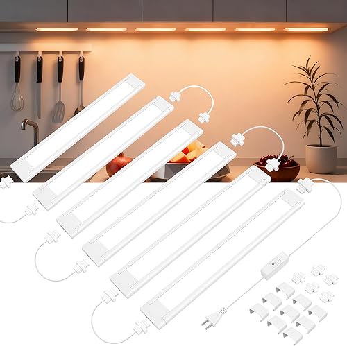 Miniatura 12 de maylit Barra de luz LED ultra brillante enlazable de 14 pulgadas, lámpara apta para inquilinos, luces interiores con cable para armario de cocina,