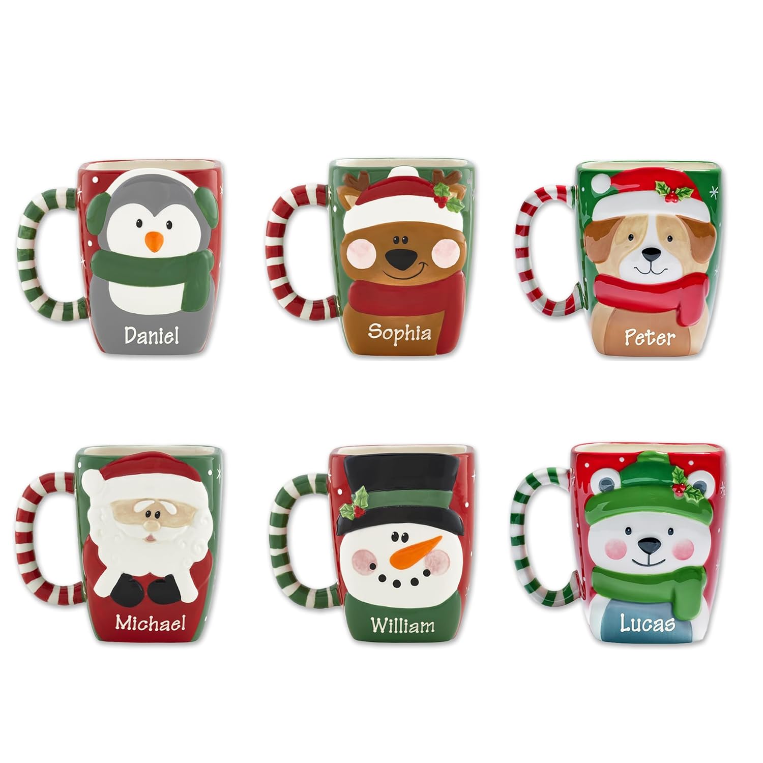Lets Make Memories Personalized Christmas Mugs - Ceramic Coffee Mugs with Engraved Names- Custom Stocking Stuffers - Festive