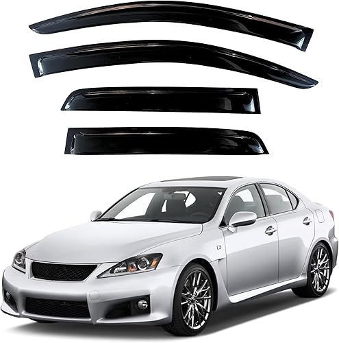 Miniatura 44 de KPY Moldura deflectora de viento con protección contra la lluvia compatible con Mazda 6 Sedan 2004-2013, 4 unidades, para ventana lateral