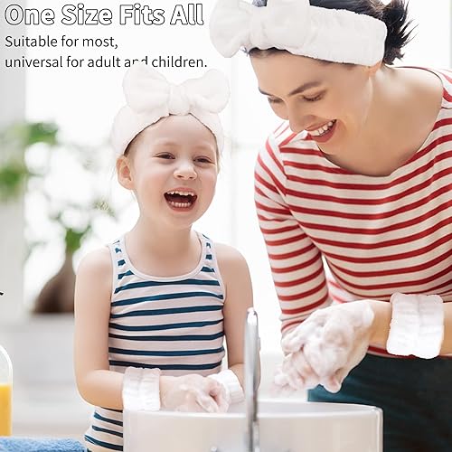 Miniatura 4 de WHAVEL Juego de 6 diademas y pulseras de spa, cintillo de lavado facial, muñequeras para lavar la cara, maquillaje, cuidado de la piel, banda para