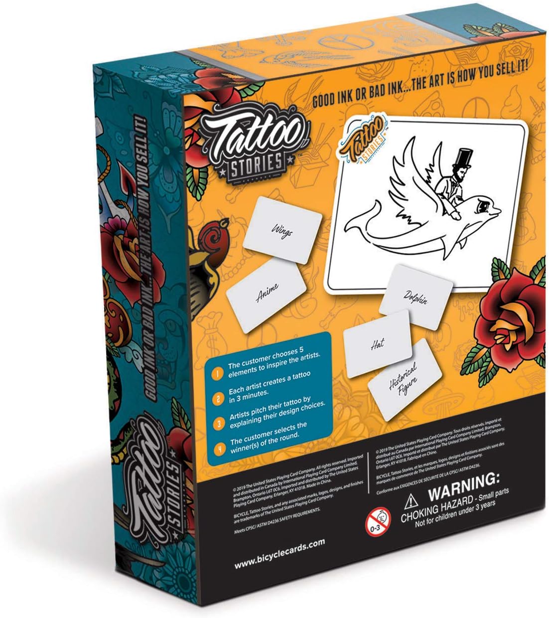 Tattoo Stories - Games By Bicycle - Party Games - Drawing and Card Game