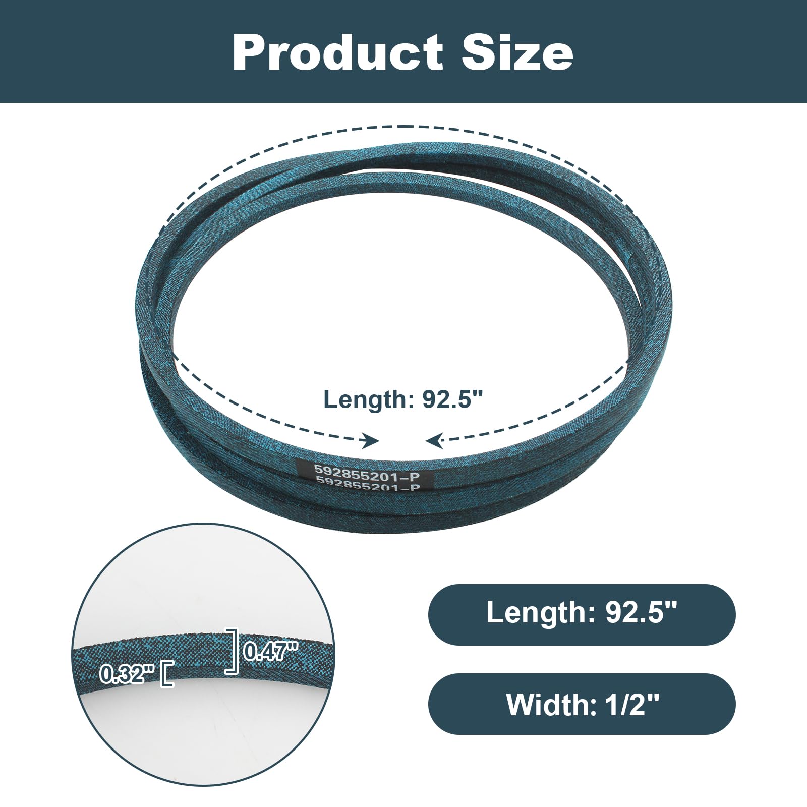 OEM Husqvarna 592855201 Drive Belt - Fits YTH18542, YTH22V46, YTH24V48, TS142, TS146 Mowers & Tractors
